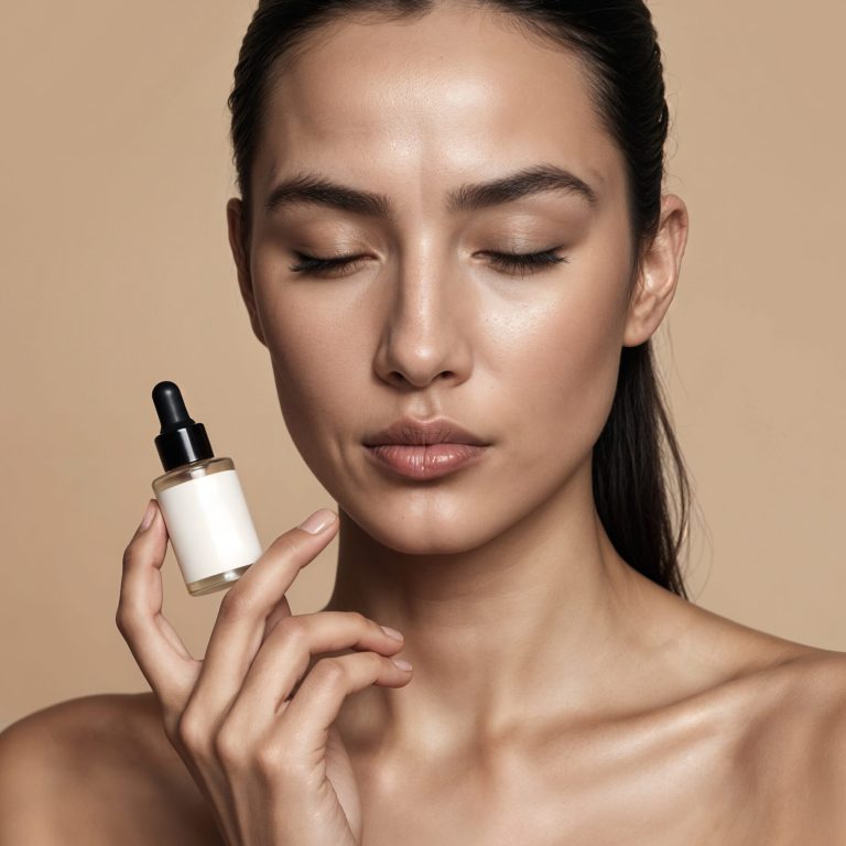 woman-with-glowing-skin-holding-serum-bottle